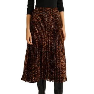 Ralph Lauren Leopard/Animal Print Midi Skirt